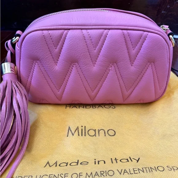 Valentino by Mario Vibrant Pink Crossbody Bag with Tassel - Picture 3 of 14